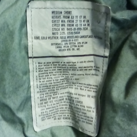 Vintage US army camouflage jacket zipper buttons with American flag patch USED - Picture 10 of 10